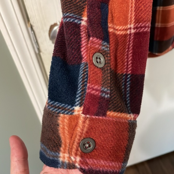 Dry Goods Unisex Heavyweight Plaid Flannel Red, Navy, Orange Size Medium - Picture 4 of 8